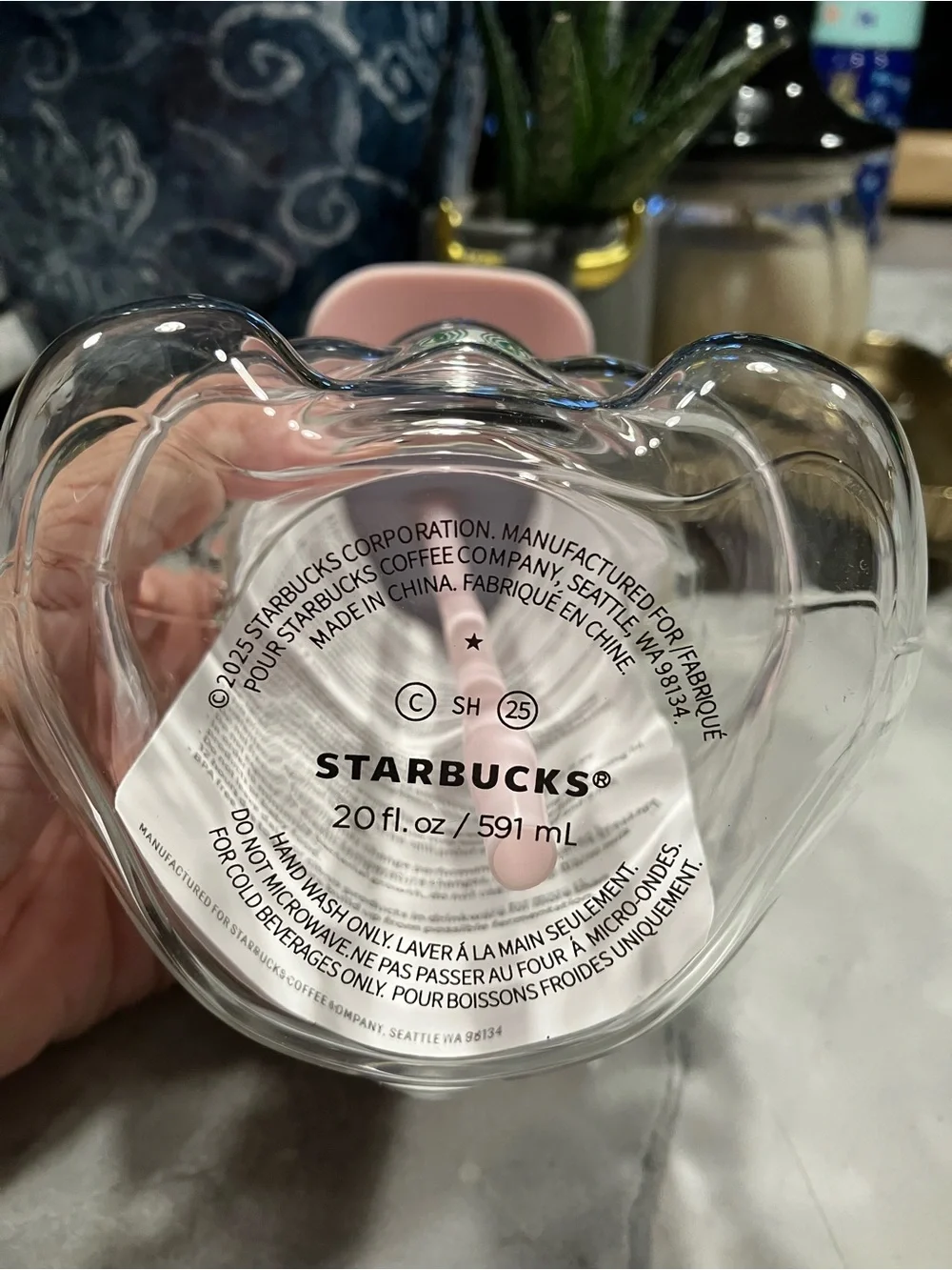 Starbucks strawberry bearista bear glass cup nwt